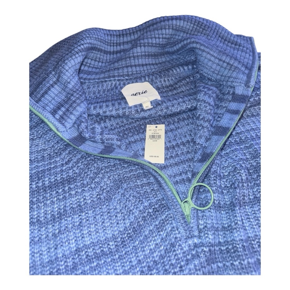 Aerie Blue Quarter-Zip Knitted Sweater - Picture 5 of 6
